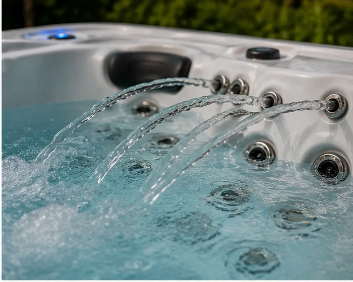 Les multiples jet d'eau permettant de masser le dos sur les spa Utopia