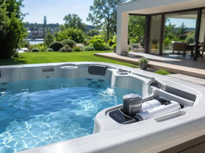 Spa neuf dans un jardin verdoyant